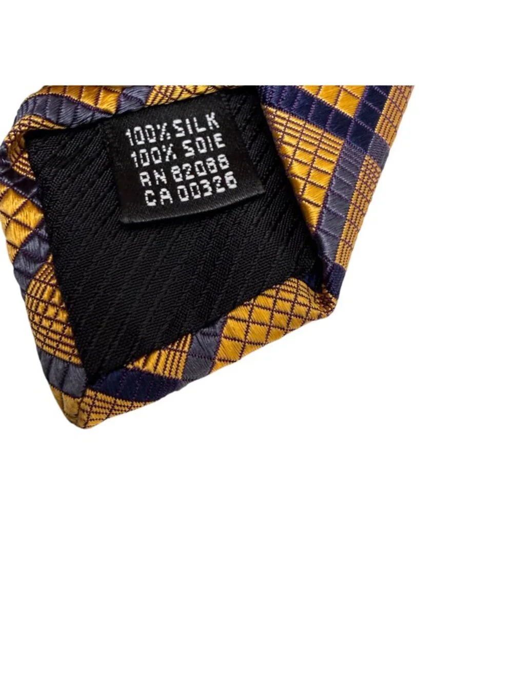 BEREND DEWITT Mens Designer Necktie Silk Woven Yellow Blue Geometric Tie Italy